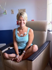 Jen in the hospital following a heart attack.
