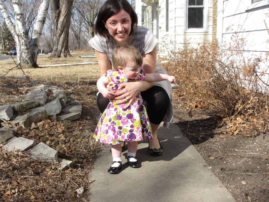 First birthday photo, mom and baby