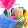 A bucket of cleaning supplies
