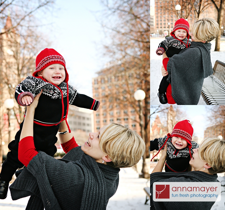 Family photos in Rice Park, downtown Saint Paul, Minnesota