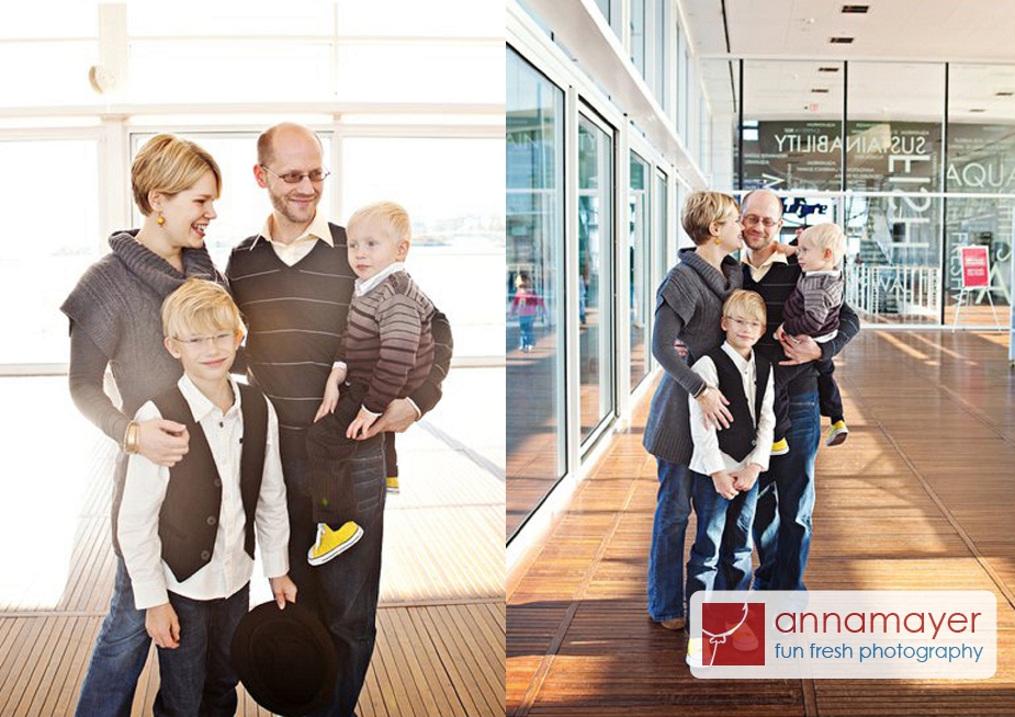 Family photo at Discovery World in Milwaukee