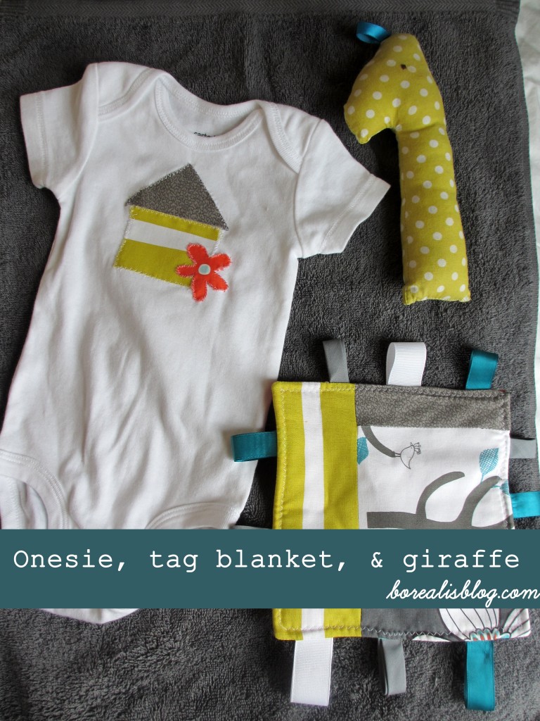 how to sew a giraffe tag blanket onesie