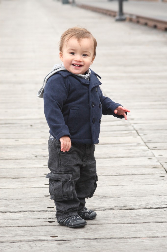 Amanda's son on the Stone Arch Bridge