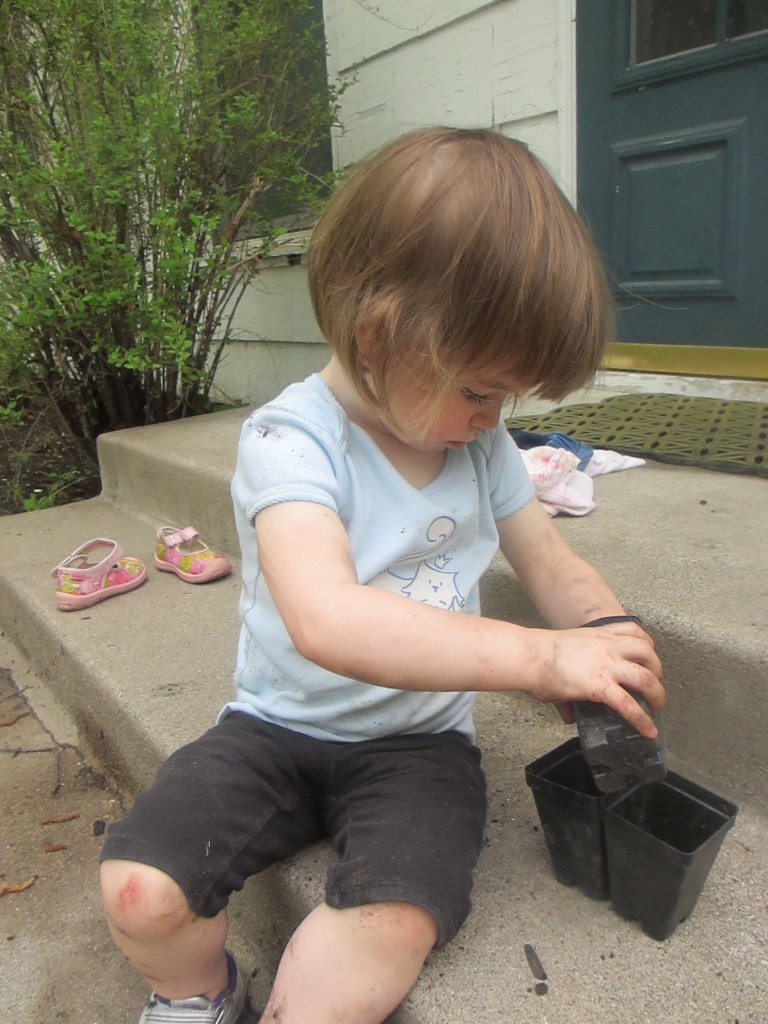 Gardening toddler