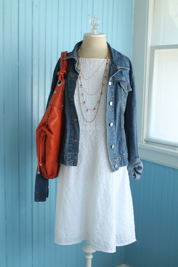 White dress jean jacket