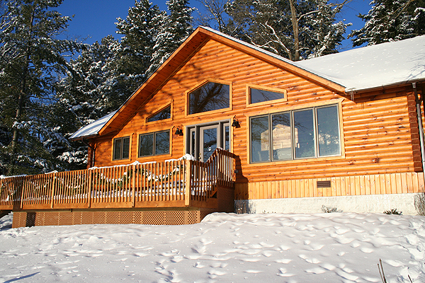 snowy lodge