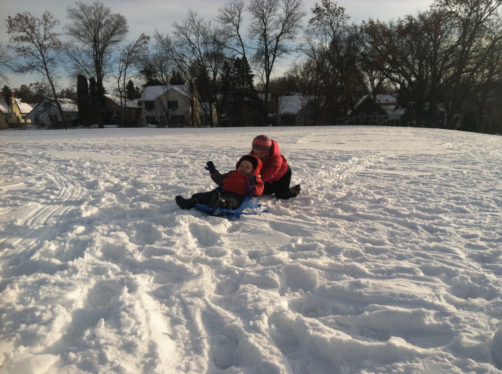 two kids in snow