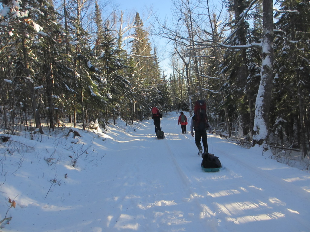 Walking in to Tettegouche Camp Cabins