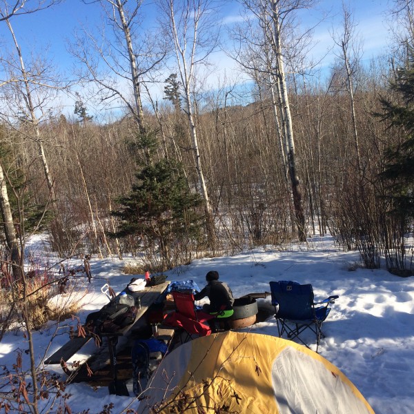 winter tent camping at Tettegouche